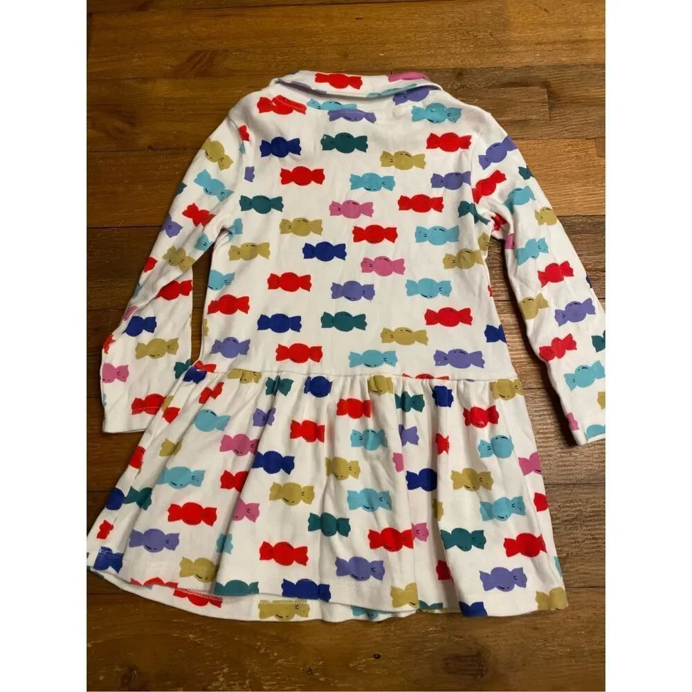 Hanna Andersson size 4 Long Sleeve Turtleneck Dress red white candy bonbon girls